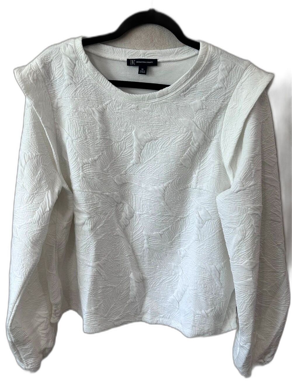 INC International Concepts Pullover Shirt XL White Long Sleeve Sweatshirt